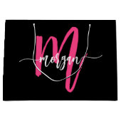 Monogram Stijlvol Modern Hot Pink Black Groot Cadeauzakje (Voorkant)