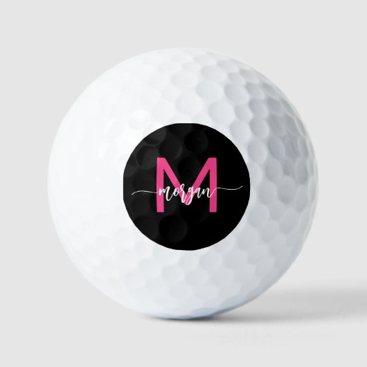 Monogram Stijlvol Modern Hot Pink Golfballen (Voorkant)