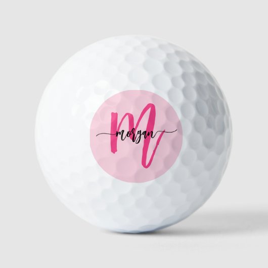 Monogram Stijlvol Modern Hot Pink Golfballen (Voorkant)