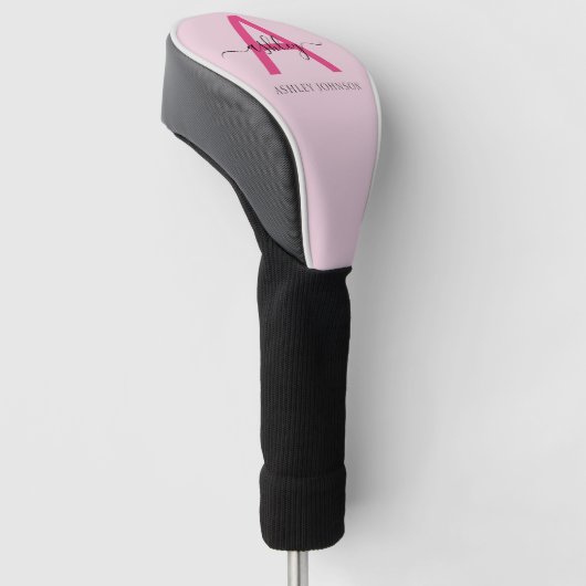 Monogram Stijlvol Modern Hot Pink Golfheadcover (Schuin)