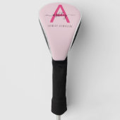 Monogram Stijlvol Modern Hot Pink Golfheadcover (Voorkant)