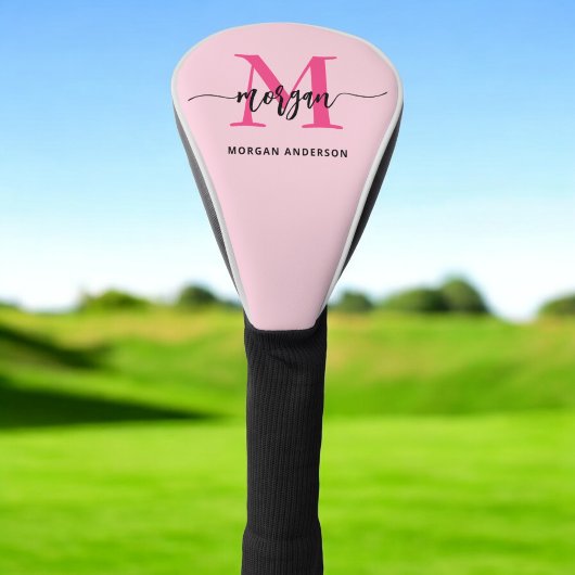 Monogram Stijlvol Modern Hot Pink Golfheadcover