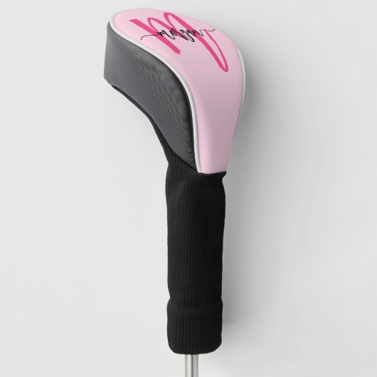 Monogram Stijlvol Modern Hot Pink Golfheadcover (Schuin)