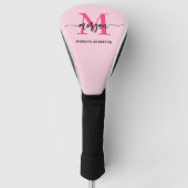 Monogram Stijlvol Modern Hot Pink Golfheadcover (Voorkant)