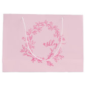 Monogram Stijlvol Modern Hot Pink Groot Cadeauzakje (Achterkant)