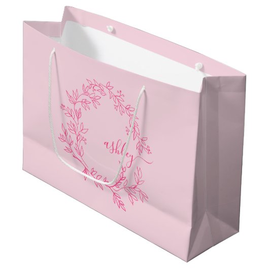 Monogram Stijlvol Modern Hot Pink Groot Cadeauzakje (Voorkant Gekanteld)