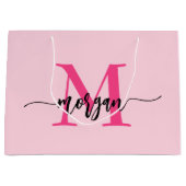 Monogram Stijlvol Modern Hot Pink Groot Cadeauzakje (Voorkant)