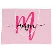 Monogram Stijlvol Modern Hot Pink Groot Cadeauzakje (Voorkant)