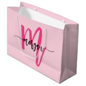 Monogram Stijlvol Modern Hot Pink Groot Cadeauzakje (Voorkant Gekanteld)