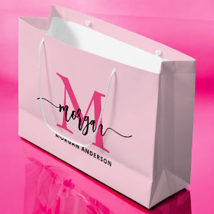 Monogram Stijlvol Modern Hot Pink Groot Cadeauzakje