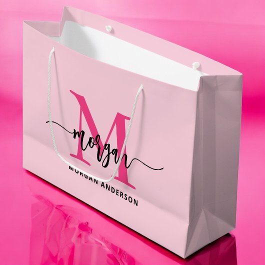 Monogram Stijlvol Modern Hot Pink Groot Cadeauzakje