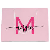 Monogram Stijlvol Modern Hot Pink Groot Cadeauzakje (Voorkant)