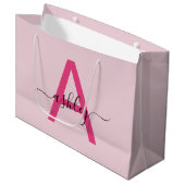 Monogram Stijlvol Modern Hot Pink Groot Cadeauzakje (Voorkant Gekanteld)