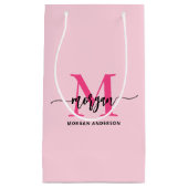 Monogram Stijlvol Modern Hot Pink Klein Cadeauzakje (Voorkant)