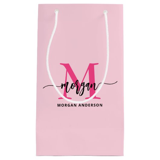 Monogram Stijlvol Modern Hot Pink Klein Cadeauzakje (Voorkant)