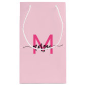 Monogram Stijlvol Modern Hot Pink Klein Cadeauzakje (Achterkant)