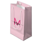 Monogram Stijlvol Modern Hot Pink Klein Cadeauzakje (Voorkant Gekanteld)