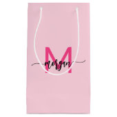 Monogram Stijlvol Modern Hot Pink Klein Cadeauzakje (Voorkant)