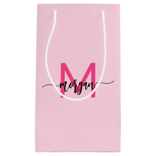 Monogram Stijlvol Modern Hot Pink Klein Cadeauzakje (Voorkant)