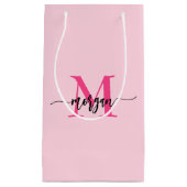 Monogram Stijlvol Modern Hot Pink Klein Cadeauzakje (Voorkant)