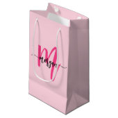 Monogram Stijlvol Modern Hot Pink Klein Cadeauzakje (Voorkant Gekanteld)