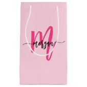 Monogram Stijlvol Modern Hot Pink Klein Cadeauzakje (Voorkant)