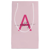 Monogram Stijlvol Modern Hot Pink Klein Cadeauzakje (Voorkant)