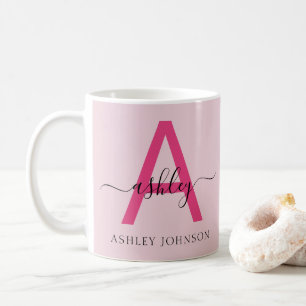 Monogram Stijlvol Modern Hot Pink Koffiemok