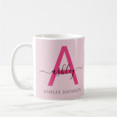 Monogram Stijlvol Modern Hot Pink Koffiemok (Links)