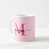 Monogram Stijlvol Modern Hot Pink Koffiemok (Voorkant links)