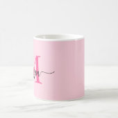 Monogram Stijlvol Modern Hot Pink Koffiemok (Center)
