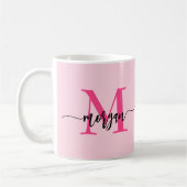 Monogram Stijlvol Modern Hot Pink Koffiemok (Links)