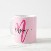 Monogram Stijlvol Modern Hot Pink Koffiemok (Voorkant links)