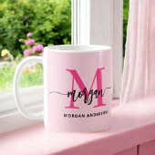 Monogram Stijlvol Modern Hot Pink Koffiemok