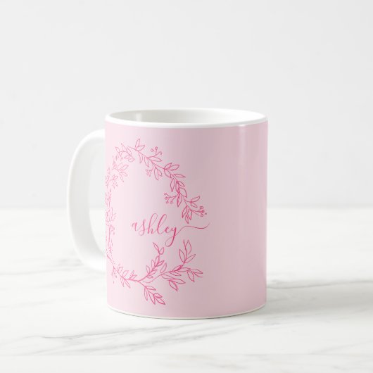 Monogram Stijlvol Modern Hot Pink Koffiemok (Voorkant links)