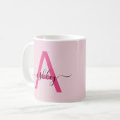 Monogram Stijlvol Modern Hot Pink Koffiemok (Voorkant links)