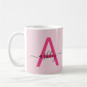 Monogram Stijlvol Modern Hot Pink Koffiemok (Links)