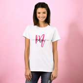 Monogram Stijlvol Modern Hot Pink T-shirt