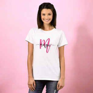 Monogram Stijlvol Modern Hot Pink T-shirt