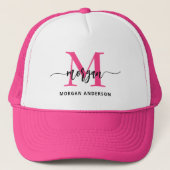 Monogram Stijlvol Modern Hot Pink Trucker Pet (Voorkant)