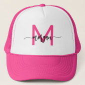Monogram Stijlvol Modern Hot Pink Trucker Pet (Voorkant)