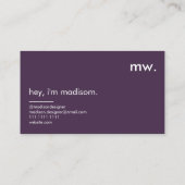 Monogram stijlvol, modern, minimalistisch bedrijf visitekaartje (Achterkant)