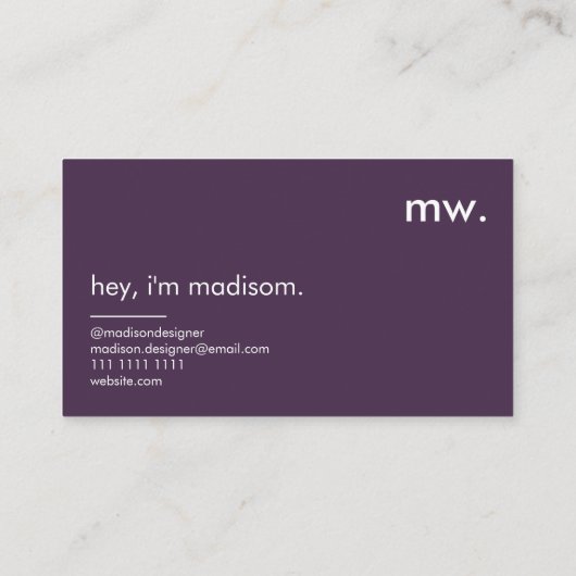 Monogram stijlvol, modern, minimalistisch bedrijf visitekaartje (Achterkant)