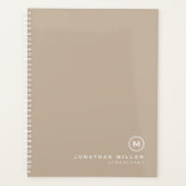 Monogram Stijlvol Modern Minimalistisch Beige Planner (Voorkant)