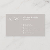 Monogram Stijlvol Modern Minimalistisch Visitekaar Visitekaartje (Voorkant)