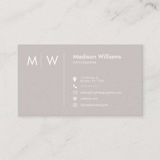 Monogram Stijlvol Modern Minimalistisch Visitekaar Visitekaartje (Voorkant)