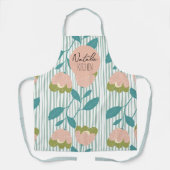 Monogram Stijlvol Modern retro Schattige floranje Schort (Voorkant)