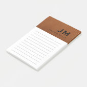 Monogram stijlvol modern Sable Leather Post-it® Notes (Schuin)
