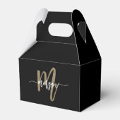 Monogram Stijlvol Modern Zwart Goud Bedankdoosjes (Voorkant Zijde)