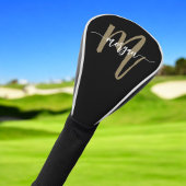 Monogram stijlvol modern zwart goud golfheadcover